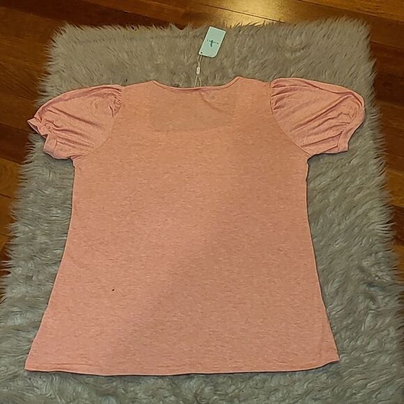 NWT Wiholl womens‎ soft orange short baloon sleeve square neck tshirt - Picture 7 of 8